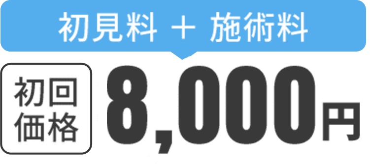 通常　初見料＋施術料 初回価格 8,000円